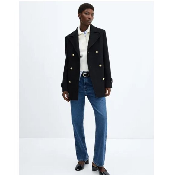NWT - MANGO Proa Wool Coat with Jewel Buttons, Black – Size Small - Picture 5 of 16